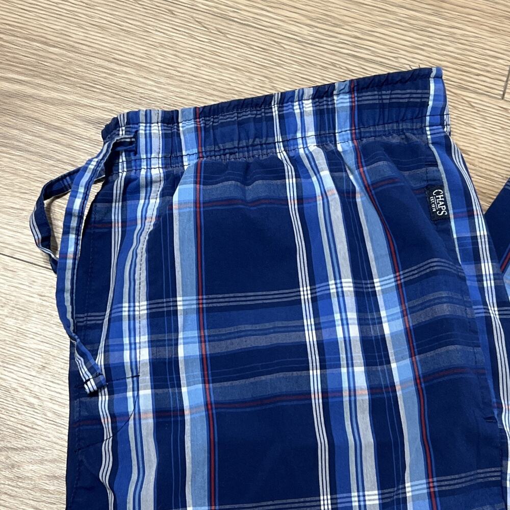 Chaps Men’s Blue Plaid Sleepwear Elastic Waist Drawstring Size Medium (A24) - Picture 2 of 6